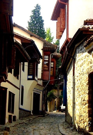 Street view in Plovdiv old town, Bulgaria
