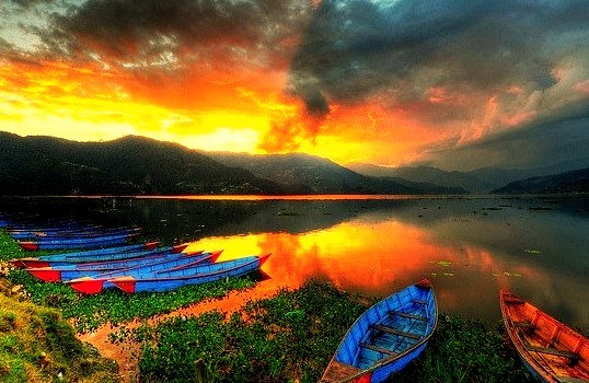 Phewa Lake Sunset in Pokhara, Nepal