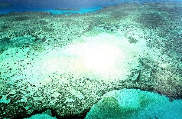 Small sand island in the middle of a coral reef, Australia