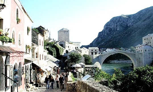 Streets in the old city of Mostar, Bosnia