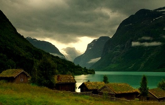 Grass Roofed Village, Loen, Norway