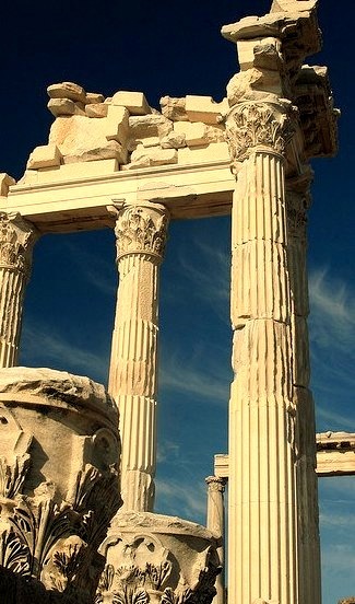 Temple of Trajan ruins in Pergamum, Turkey