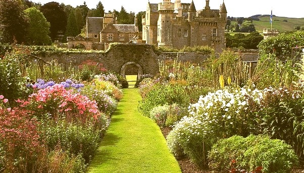 Abbotsford House, formerly the residence of historical novelist and poet, Sir Walter Scott, near Melrose, Scotland