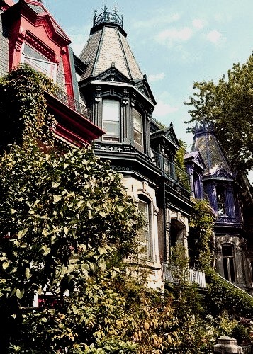 Beautiful houses in St. Louis Square, Montreal, Canada