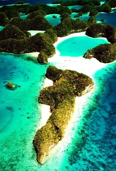 Aerial view of the Rock Islands of Palau